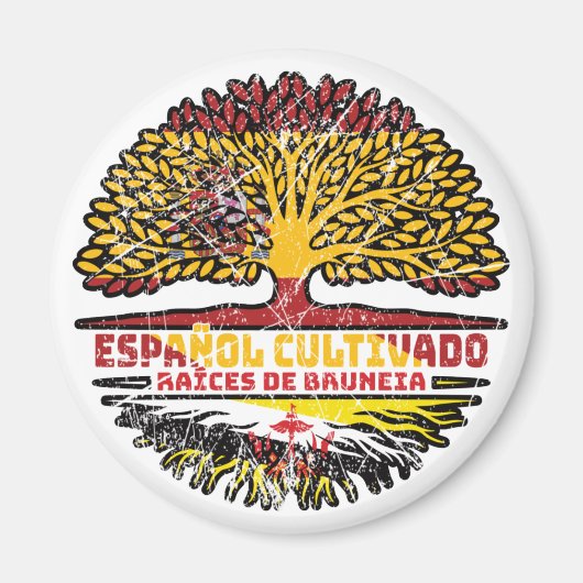 Brunei Bruneianisch Spanisch Spanien Baumwurzeln F Magnet (Vorne)