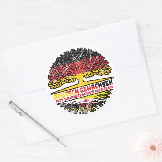 Brunei Bruneiisch Deutsch Deutschland Baum Wurzel Runder Aufkleber (Umschlag)