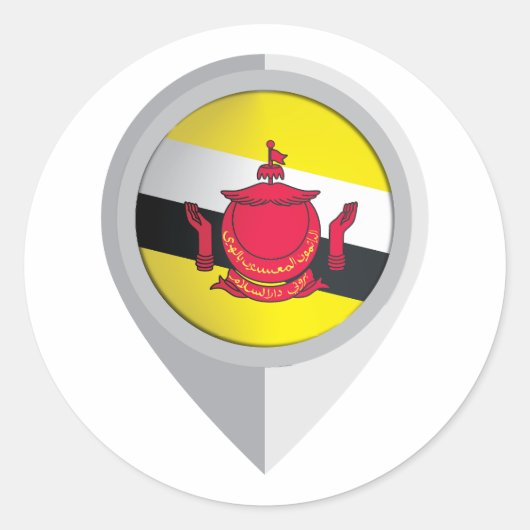 Brunei Button Location Flag Runder Aufkleber (Vorderseite)