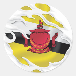 Brunei Darussalam Ripped Flag Runder Aufkleber