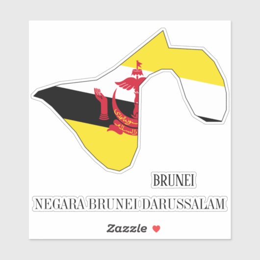 Brunei Flag Charming Patriotic Map Aufkleber (Blatt)