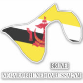 Brunei Flag Charming Patriotic Map Aufkleber (Vorderseite)