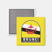 Brunei Flag Emblem gestört Vintag Magnet (Vorderseite/Rückseite)