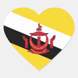 Brunei Flag Heart Sticker