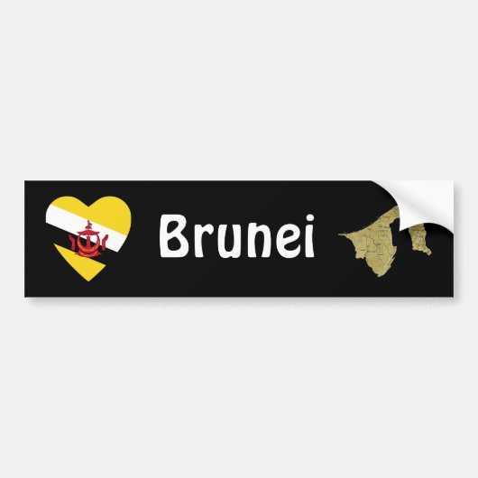 Brunei Flag Herz + Karte Autoaufkleber (Vorne)