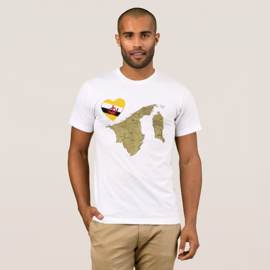 Brunei Flag Herz und Karte T - Shirt (Vorne ganz)