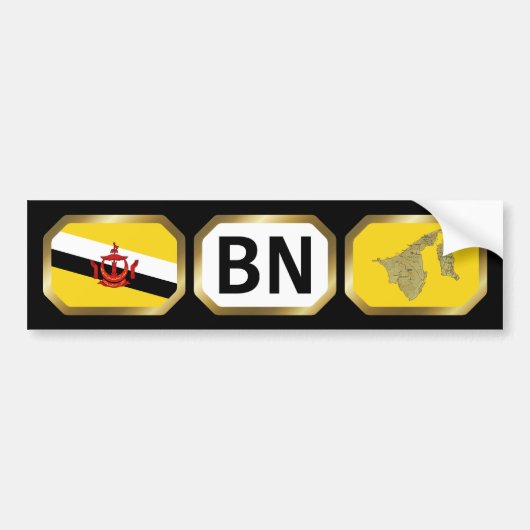 Brunei Flag Map Code Autoaufkleber (Vorne)