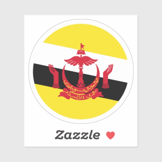 Brunei Flag Round Sticker (Blatt)