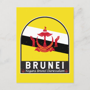 Brunei-Flaggen-Emblem abgenutzt Vintage Postkarte