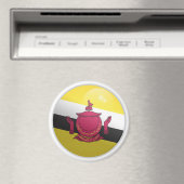 Brunei Glossy Circle Flag Magnet (In Situ (Geschirrspüler))