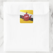 Brunei-Hochglanzflagge Quadratischer Aufkleber (Tasche)
