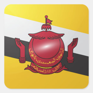 Brunei-Hochglanzflagge Quadratischer Aufkleber