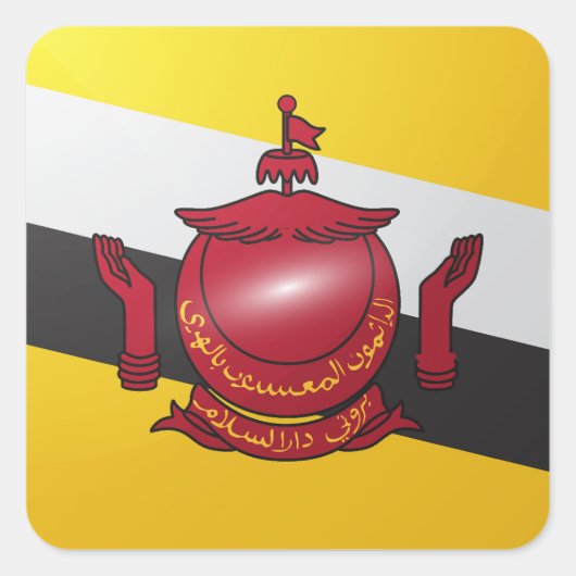 Brunei-Hochglanzflagge Quadratischer Aufkleber (Vorderseite)