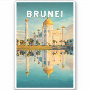 Brunei Illustration Travel Art Vintag Aufkleber