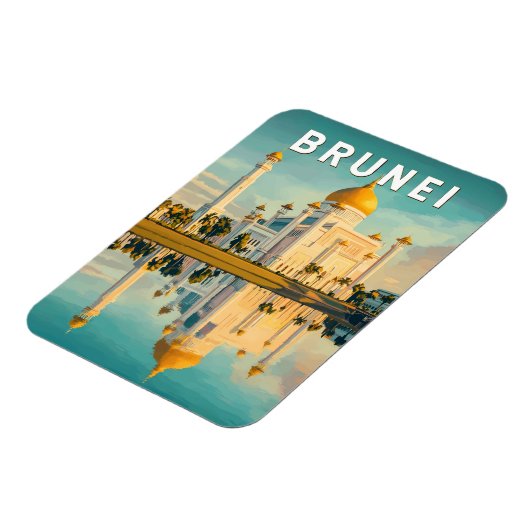 Brunei Illustration Travel Art Vintag Magnet (Linke Seite)