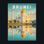 Brunei Illustration Travel Art Vintag Postkarte<br><div class="desc">Brunei Vektorgrafik Design. Brunei,  eine kleine,  aber kulturell reiche Nation auf der Insel Borneo,  ist bekannt für seine prächtigen Moscheen,  unberührten Regenwäldern und einzigartigen Pfahldörfern.</div>