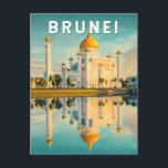 Brunei Illustration Travel Art Vintag Postkarte<br><div class="desc">Brunei Vektorgrafik Design. Brunei,  eine kleine,  aber kulturell reiche Nation auf der Insel Borneo,  ist bekannt für seine prächtigen Moscheen,  unberührten Regenwäldern und einzigartigen Pfahldörfern.</div>