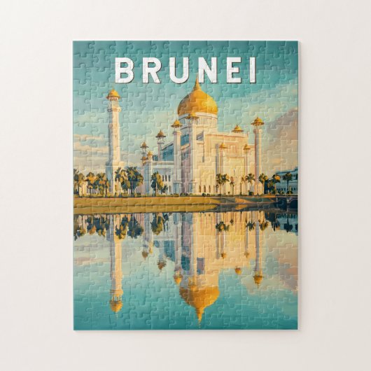 Brunei Illustration Travel Art Vintag Puzzle (Vertikal)