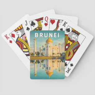 Brunei Illustration Travel Art Vintag Spielkarten