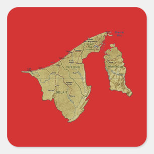 Brunei-Karten-Aufkleber Quadratischer Aufkleber