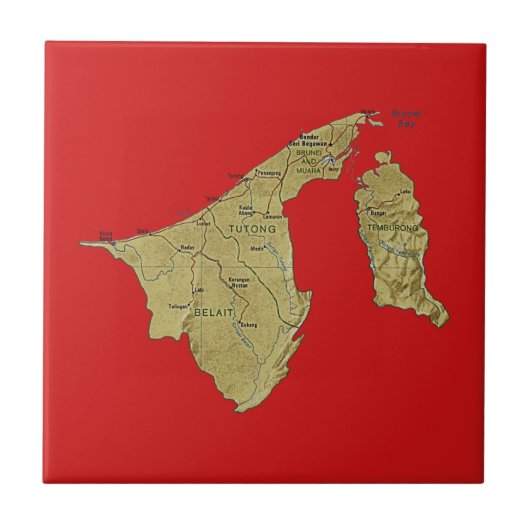 Brunei-Kartenkachel Fliese (Vorderseite)