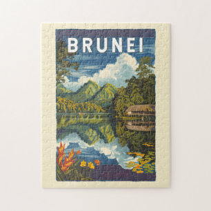 Brunei malerische Illustration Reise Kunst Vintage Puzzle