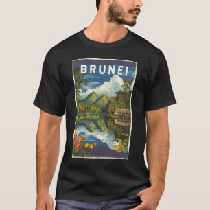 Brunei malerische Illustration Reise Kunst Vintage T-Shirt