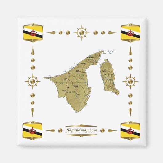 Brunei Map + Flags Magnet (Vorne)