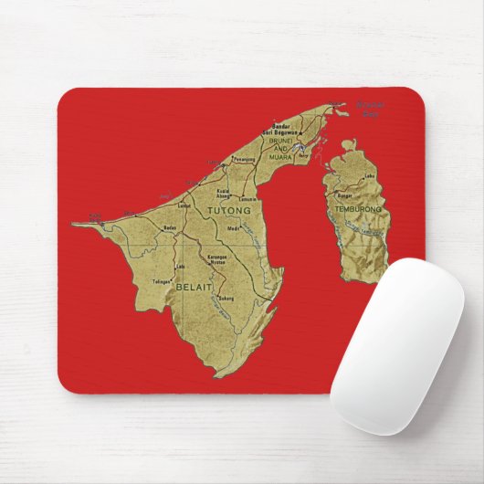 Brunei Map Mousepad (Mit Mouse)