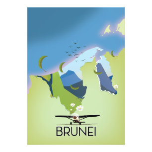 Brunei Map Reiseplakat Fotodruck