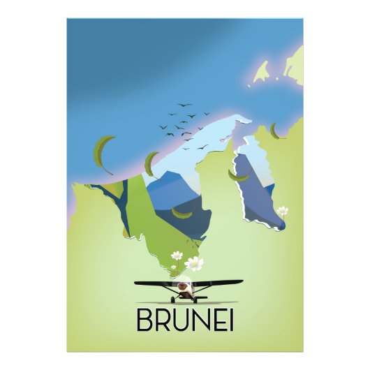 Brunei Map Reiseplakat Fotodruck (Vorne)