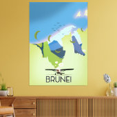Brunei Map Reiseplakat Leinwanddruck (Insitu (Wohnzimmer))