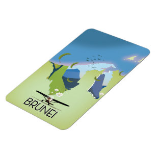 Brunei Map Reiseplakat Magnet