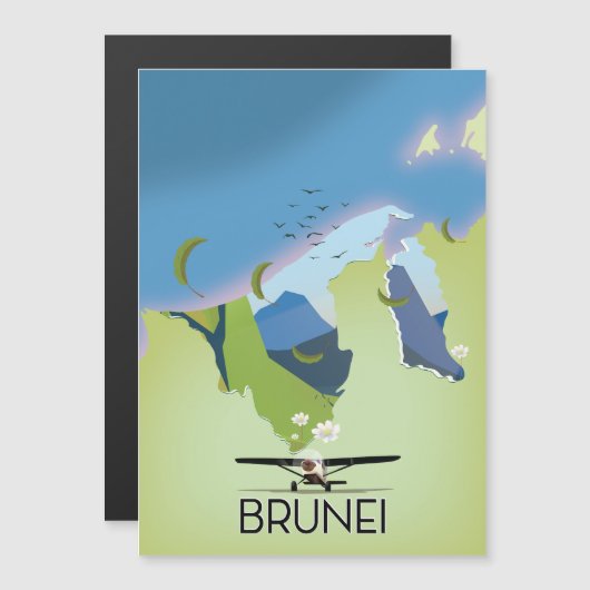 Brunei Map Reiseplakat Magnetkarte (Vorne/Hinten)