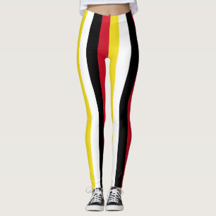 Brunei National Flag Colors Vertikal gestreift Leggings