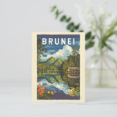 Brunei Painterly Illustration Travel Art Vintag Postkarte (Stehend Vorderseite)