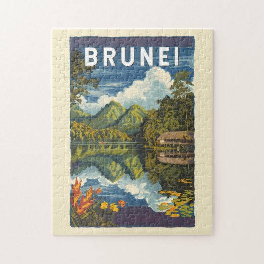 Brunei Painterly Illustration Travel Art Vintag Puzzle (Vertikal)