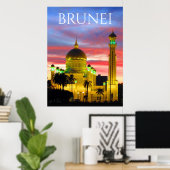 Brunei-Sonnenuntergang-Moschee Poster (Heimbüro)