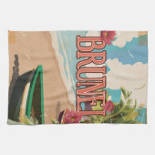Brunei Vintage Reise Poster Kunst. Geschirrtuch (Horizontal)