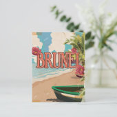 Brunei Vintage Reise Poster Kunst. Postkarte (Stehend Vorderseite)
