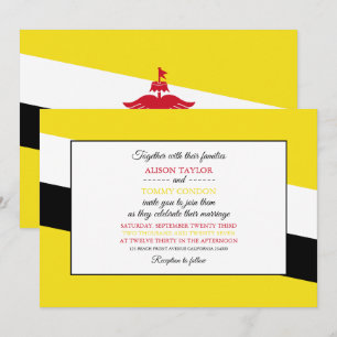 Bruneische Flagge, Flagge von Brunei Wedding Einladung