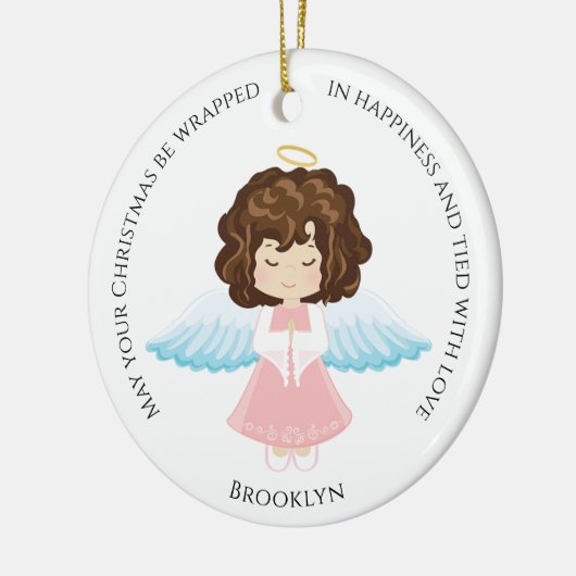 Brünett Angel Keramik Ornament (Links)