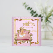 Brünett Baby Princess Baby Dusche Pink Gold Stuhl Einladung (Stehend Vorderseite)