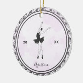 Brünett Balerina Silhouette Ballett Tänzerin Name Keramik Ornament (Links)