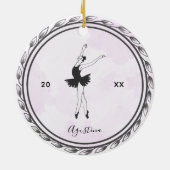 Brünett Balerina Silhouette Ballett Tänzerin Name Keramik Ornament (Hinten)