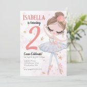 Brünett Ballerina Geburtstagsparty Einladung (Stehend Vorderseite)