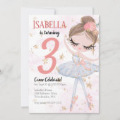 Brünett Ballerina Geburtstagsparty Einladung (Vorderseite)