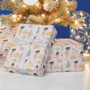 Brünett Ballerina Personalisiert Nutcracker Geschenkpapier