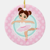 Brünett Ballerina - Rosa Balletttänzerin Girl Keramik Ornament (Hinten)
