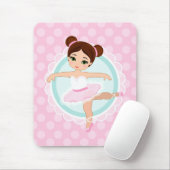 Brünett Ballerina - Rosa Balletttänzerin Girl Mousepad (Mit Mouse)